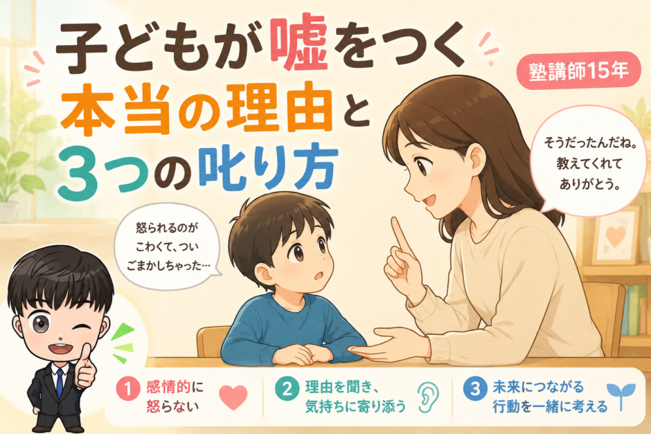 A hopeful flat illustration of a parent calmly guiding a child with respect, honest-communication concept, bright warm colors.