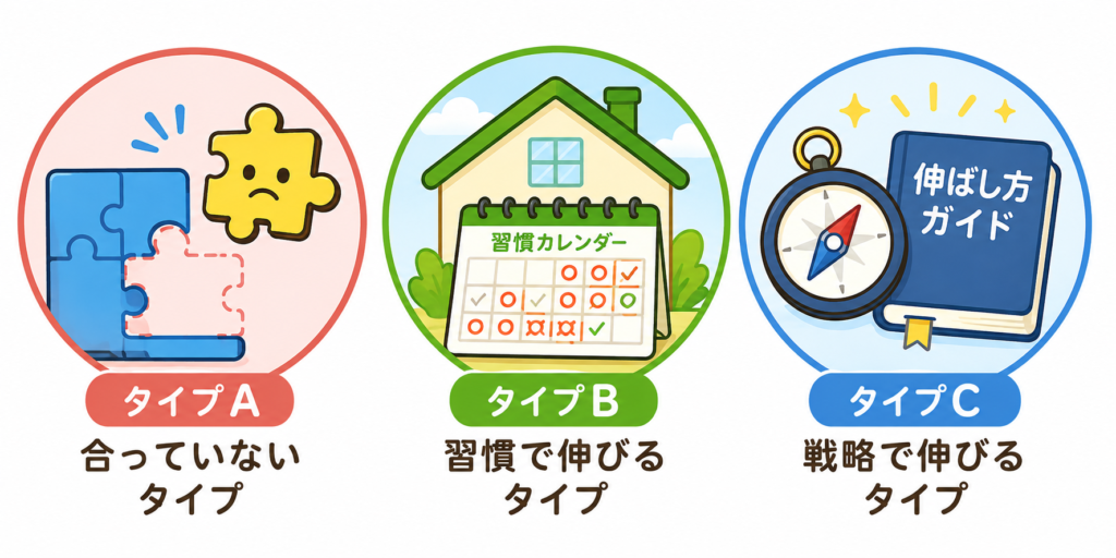 A・B・Cの3タイプを表すアイコン