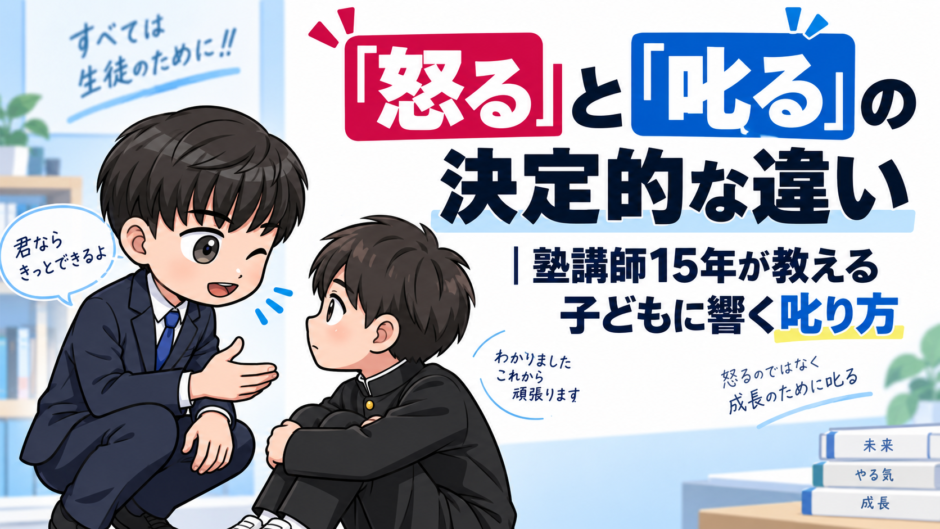 子どもと目線を合わせて穏やかに叱る保護者のイラスト